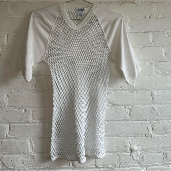 Vintage White Loosely Knitted Short Sleeve Shirt - Picture 6 of 8